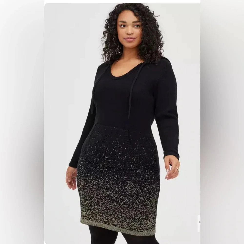 HP🎉Hoodie Dress - Black & Gold Ombre - Picture 1 of 9